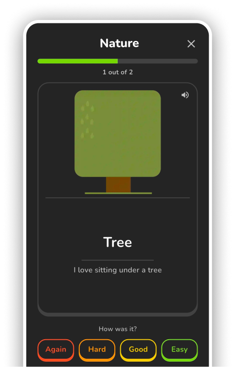 TiLingo card review screen